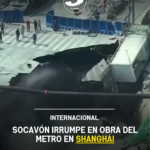 Socavón irrumpe en obra del metro en Shanghái