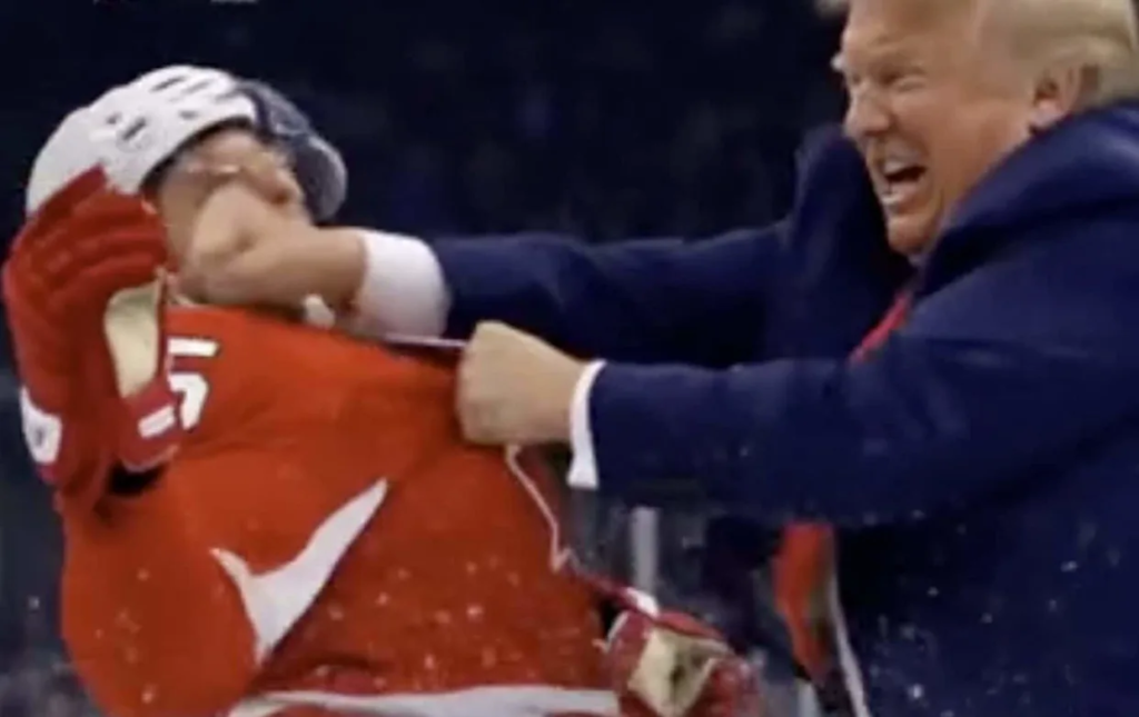 Donald Trump comparte video generado con IA donde juega hockey ante Canadá