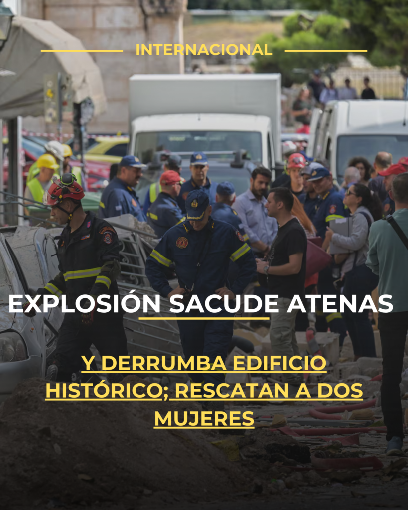 Explosión sacude Atenas y derrumba edificio histórico; rescatan a dos mujeres