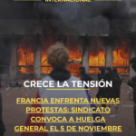Francia enfrenta nuevas protestas: sindicato convoca a huelga general el 5 de noviembre