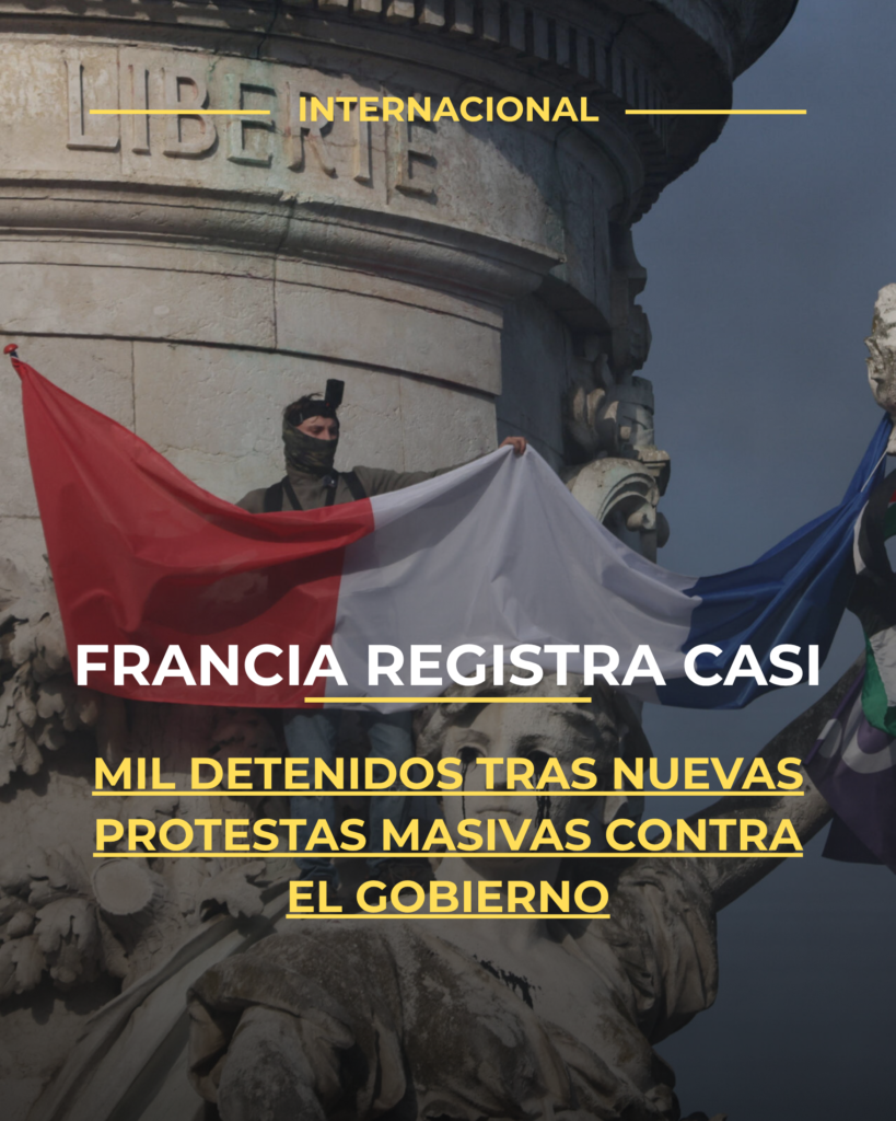 Francia registra casi mil detenidos tras nuevas protestas masivas contra el Gobierno